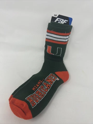 Youth For Bare Feet Miami Hurricanes 4-Stripe Deuce Quarter-Length Socks Cover