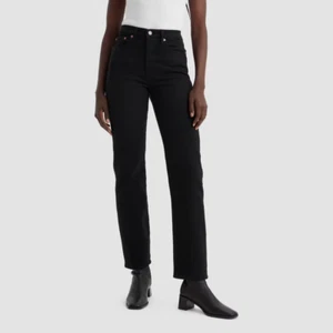 NWT Women's LEVI'S Wedgie Straight Black High Rise Button Fly Crop Jeans 27 x 28 - Picture 1 of 10