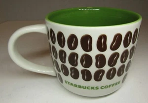 2009 *Starbucks* 16 oz. Cup Mug Coffee Beans Green Interior  - New Bone China - Picture 1 of 11