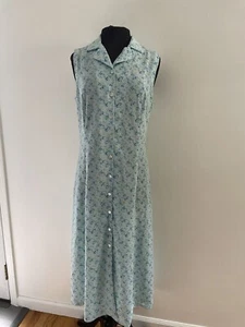 Clues Vintage 90er blau Blumen Button Down Kragen Kleid Größe 12 Frühling/Sommer - Bild 1 von 17