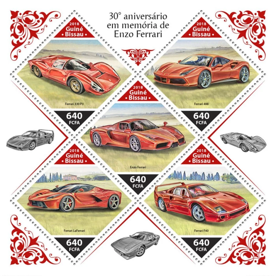 Guinea Bissau 2018 - Ferrari / Automóviles italianos - sellos estampilla MNH** Foto 1 de 1