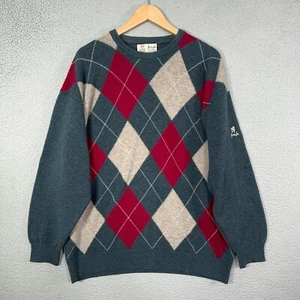 Vintage Pringle Sweater Mens Medium Argyle print 100% Lambswool Made In Scotland - Picture 1 of 14