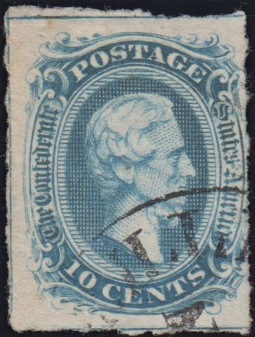 Scarce CSA # 10 Frame Line Fine Used Example Confederate States Sharp Impression Cover