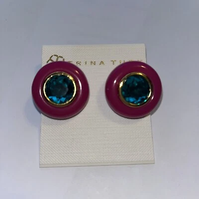 Trina Turk розовый Groove кристалл кнопка серьги новый с Ярлыками - Изображение 1 из 4