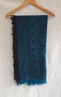 Ladies Vintage Blue And Black Woven Shawl Or Wrap