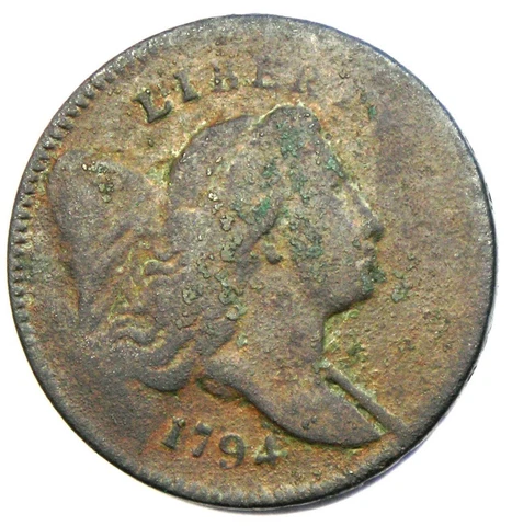 1794 Liberty Cap Flowing Hair Half Cent 1/2C Coin - Fine Details - Rare Date! Cover