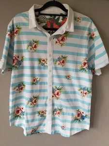 CAMISA DE ALGODÓN PARA HOMBRE VINTAGE HILADA EN ANILLOS DIABLO EN EL DETALLE BOTÓN A TRAVÉS XL - Imagen 1 de 7