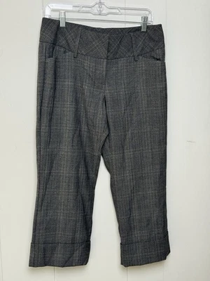 Pantalones para mujer Express Design Studio Editor grises a cuadros recortados mezcla de lana talla 8 Foto 1 de 4