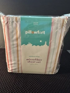 3 pc Pillowfort Rainbow Stripe Twin Sheet Set NIP - Picture 1 of 2