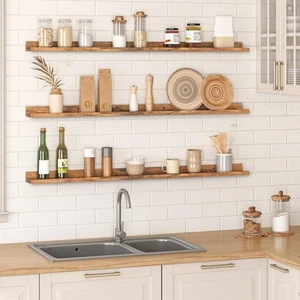 HOOBRO Floating Shelves Wall Shelf Set of 3 Hanging Shelf w/ Invisible Brackets - Picture 1 of 9