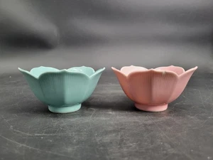Beautiful Vintage Lotus Pastel Blue & Pink Nut Bowls 4 3/8 x 2 1/8" - Plz Read - Picture 1 of 24