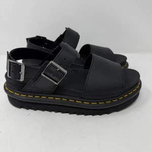 New Dr. Martens Womens Size 8 Voss Hydro Leather Platform Sandals Black Buckled - Picture 1 of 7