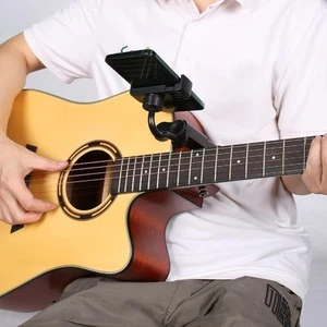 Support téléphone guitare support pratique noir compatible 6-10 cm d'épaisseur guitares/ukulélé - Photo 1 sur 7