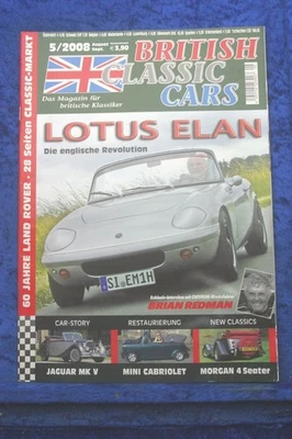 British Classic Cars 5/08 Lotus Elan Jaguar Mk V Morgan 4 Mini Cabrio Chevron - Immagine 1 di 2