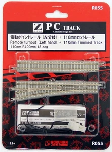 Rokuhan R055 R490mm 13 Remote Turnout (Left Hand) & 110mm Track (Z Scale) - Picture 1 of 1