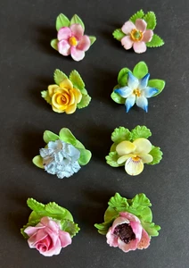Vintage 8 portacarte Adderley Fine Bone China fiori floreali Inghilterra in scatola - Foto 1 di 16