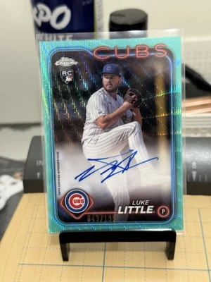 2024 TOPPS CHROME LUKE LITTLE AQUA WAVE REFRACTOR AUTO /199 RC - Image 1 of 4
