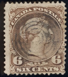 Canada Scott 27 Used Dark Brown 6 cents 1868-76 Lot K100 bhmstamps - Picture 1 of 2