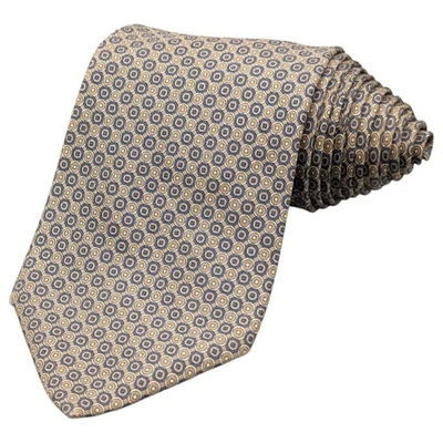 Corbata Brooks Brothers 56.5" Azul Seda Crema Cuadrada En Círculo Medallón Clásico EE. UU. Foto 1 de 4