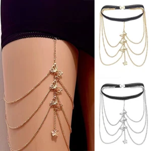 Mehrschichtige Gold-Silber-Oberschenkel-Bein-Kette Strand-Körperschmuck  / - Bild 1 von 11