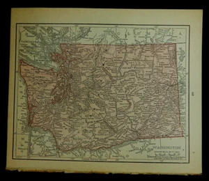 1911 Mapa antiguo de Rand McNally del estado de Washington con copia de historia/demografía - Imagen 1 de 3