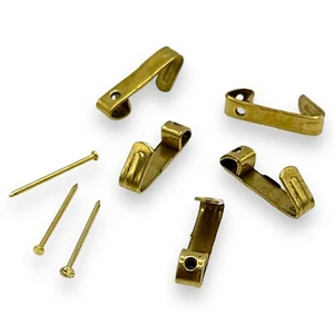 SINGLE PICTURE HOOKS No.1 BRASS PLATED AND HARD PINS FRAMING HANGING HANGER DIY - Picture 1 of 2