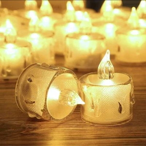 24 Pack Flameless Tea Lights Candles Battery Operated, Crystal Led Tealight C... - Picture 1 of 7