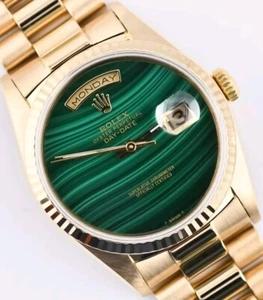 Rolex Men's Day-Date 36mm President 18k Yellow Gold 18238 Green Malachite Dial - Picture 1 of 12