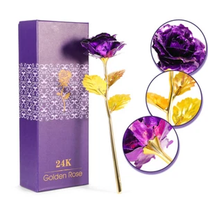 Women's Day Gift for Her, Gold Rose Christmas Flower, 24k Golden Dipped Rose - Picture 1 of 14
