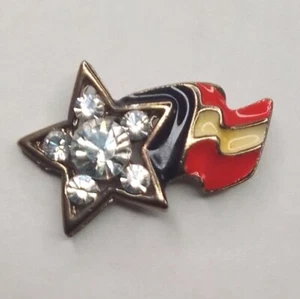 Impresionante prendedor de bandera estadounidense estrella fugaz joyas transparentes vintage patriótico (D7) - Imagen 1 de 5
