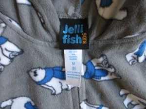 Jellifish boy's knit hooded blanket sleeper with polar bears size 8 ~ VGUC - Picture 1 of 5