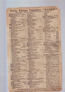 Feuillet partition  -- la Tosca solo de cavaradossi  - Imagen 1 de 2