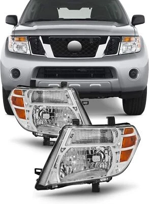 铬适用于 2008 2009 2010 2011 年 2012 探路者车头灯前照灯左+右 — 第 1/4 张图片