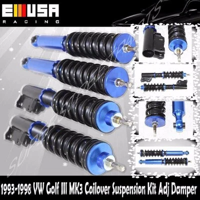 Coilover Suspension Lower kit ADJ Damper fit 93-98 Volkswagen Golf III MK3 BLUE - Image 1 of 4