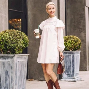 Women's Long Sleeve High Neck Poplin Dress - Wild Fable Light Pink Size Medium - Picture 1 of 12