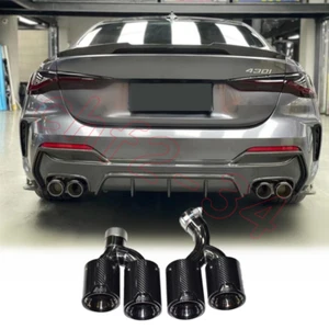 For BMW 4Series 425i 430i G22 G23 G26 Real Carbon Rear Exhaust Tips Muffler Pipe - Picture 1 of 4