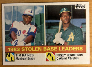 1984 Topps “1983 Stolen Base Leaders” Tim Raines Rickey Henderson #134 EXMT