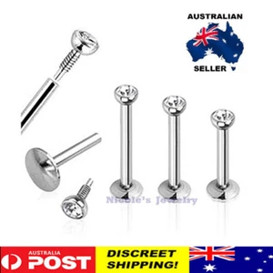1-4pcs Surgical Steel Internally Thread CZ Gem Top Tragus/Helix/Labret Piercing - Picture 1 of 1