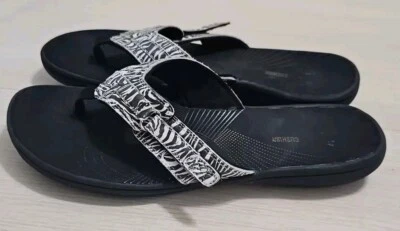 Sandalias de Tanga Clarks Cloudsteppers Cebra Chanclas Ajustables Mujer Talla 10 Q06 Foto 1 de 4