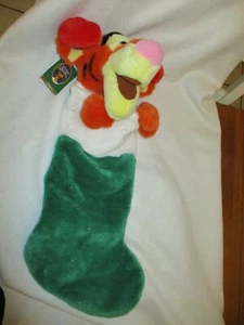 disney store plush head CHRISTMAS STOCKING Tigger Winnie Pooh Plush ear muff - Picture 1 of 5