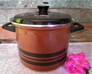 RETRO ENAMEL STOCKPOT SAUCEPAN POINTERWARE XTR-LRG 5.7L 26CM HEAVY BASE QUALITY - Picture 1 of 9