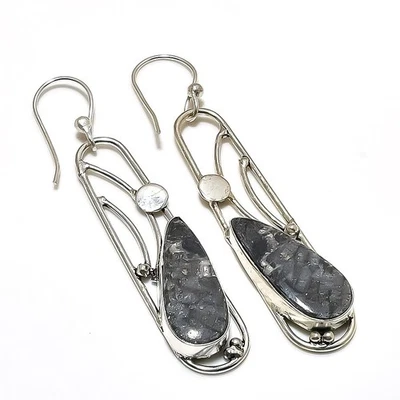 Pendiente de joyería de plata de ley 925 hecho a mano con piedras preciosas de coral Stingrey 2,96" j060 Foto 1 de 2