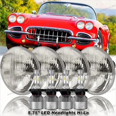 For Chevy Corvette 62-82 4x DOT 5.75" 5-3/4 inch LED Headlights Hi/Lo Beam 6000K - Image 1 of 4