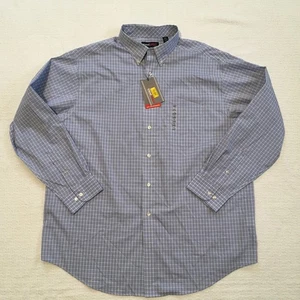 NWT Roundtree & Yorke TravelSmart Mens 2XT Blue Plaid Wrinkle Resistant - Picture 1 of 6