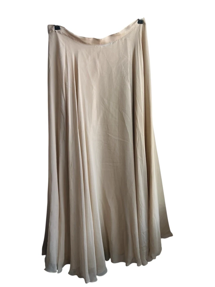 VINTAGE JOVANI 12  BEIGE MAXI SKIRT 100%SILK SPECIAL EVENT PARTY WEDDING READ - Image 1 of 4