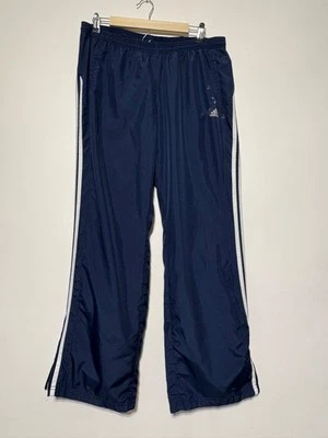 Adidas Hombres Talla L Azul Atlético Malla Forrado Suelto Y2K Pista Poliéster Pantalones Ropa Foto 1 de 4