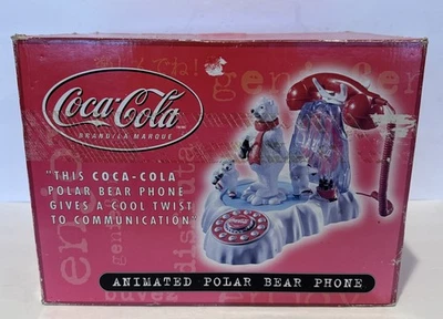 Coca Cola Animado Oso Polar Teléfono Patinaje Iceberg Teléfono Caja y Cable NUEVO EN CAJA Foto 1 de 4