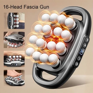 Pistola de fascia de 16 cabezas masaje corporal vibración de alta frecuencia masajeador de espalda y cintura - Imagen 1 de 14