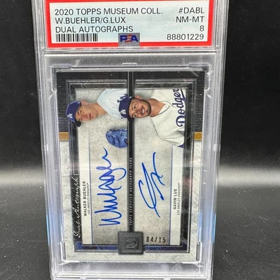 Walker Buehler Gavin Lux Dual Auto /15 PSA 8 2020 Topps Museum Dodgers - Image 1 of 2