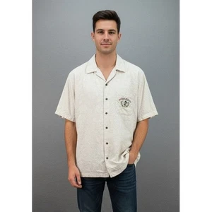 Camicia Disney Parks Topolino in Paradiso Tutto Gioco No Lavoro Vacanza Uomo Large - Foto 1 di 11